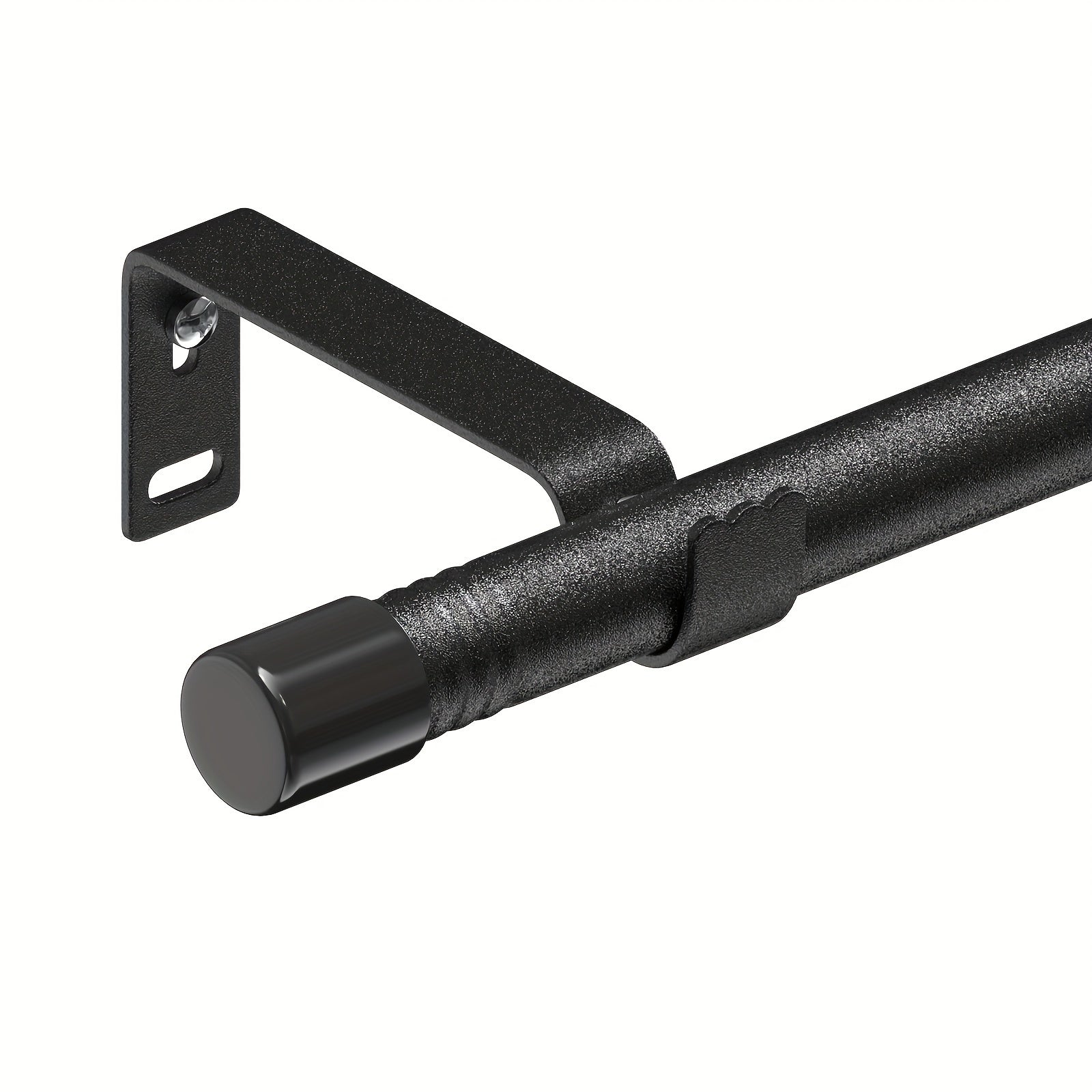 Adjustable Curtain Rod Set 5/8 Inch Metal Pole Matte Black for Window Drapes