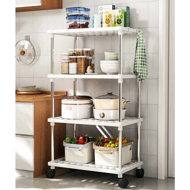 Rolling Storage Rack Organizer with Wheels, Multi-Tier Metal and Plastic, Kitchen Bathroom Shoes