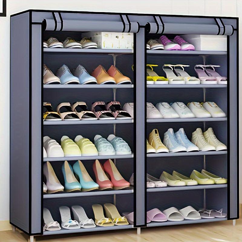 Double-Row Shoe Cabinet Multi-Layer Shoe Organizer for Living Room Bedroom Entryway