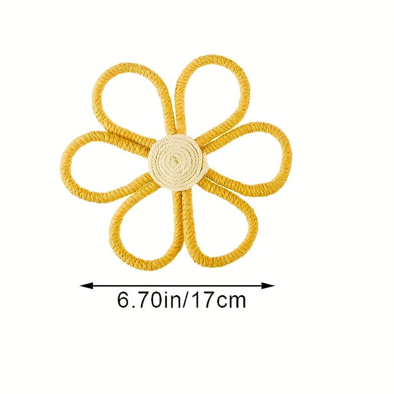 Bohemian Woven Macrame Daisy Wall Decor for Home Office Dorm Room
