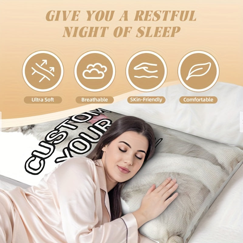 Double-Sided Personalized Plush Photo Pillowcase Soft Cozy 50.8x137.16 cm Gift