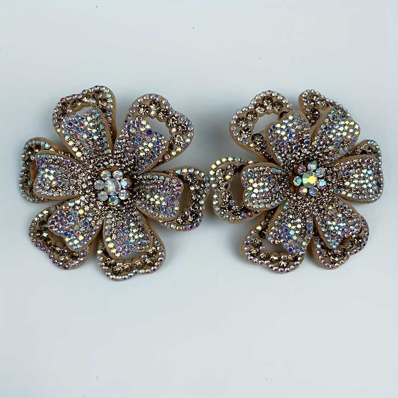 Girls Shoe Clips 2pcs Double Layer Flower DIY Accessories for Shoes and Clothing
