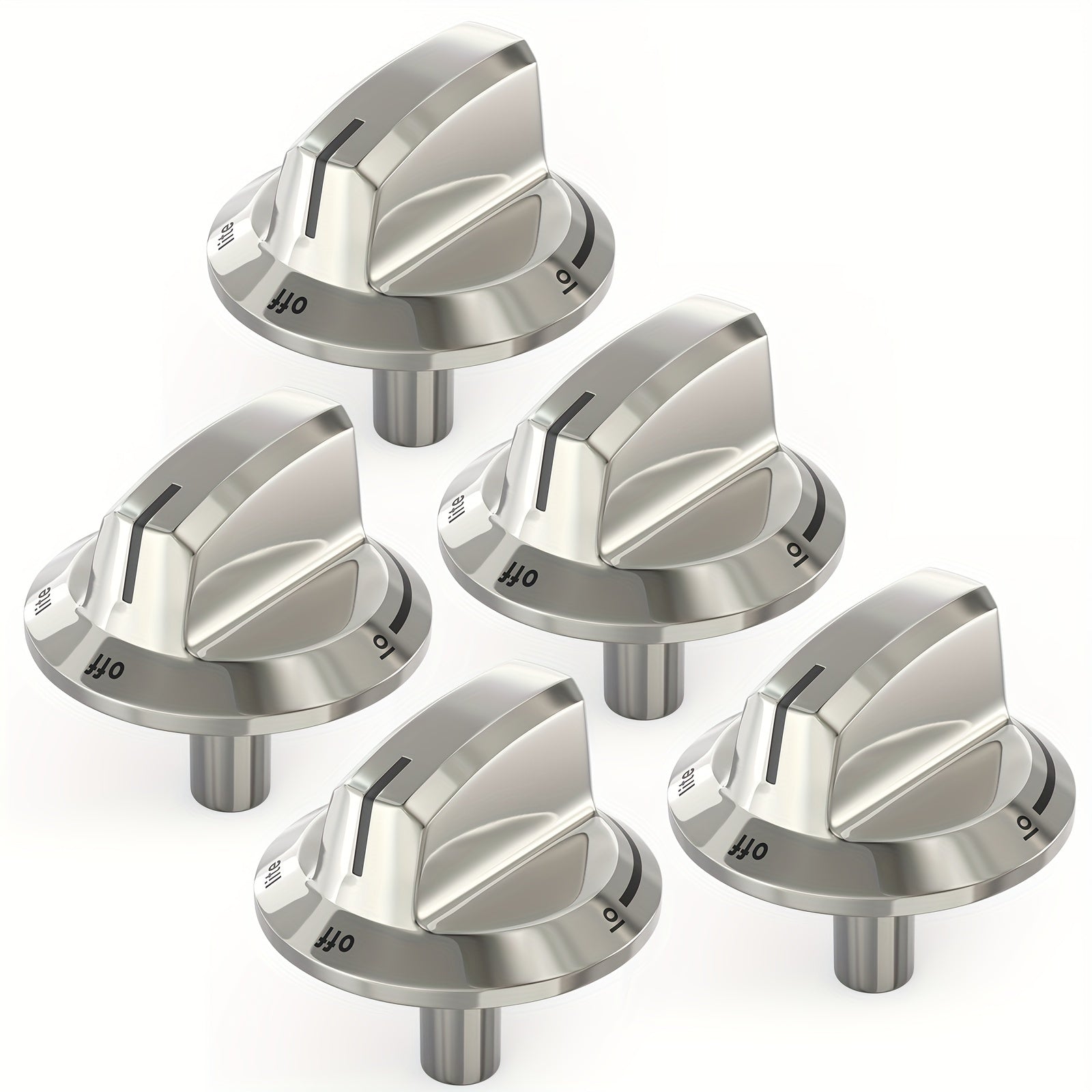 Zanglamaydigan po'latdan yasalgan pech tugmalari, gaz pechlariga mos keladi, 5 ta to'plam