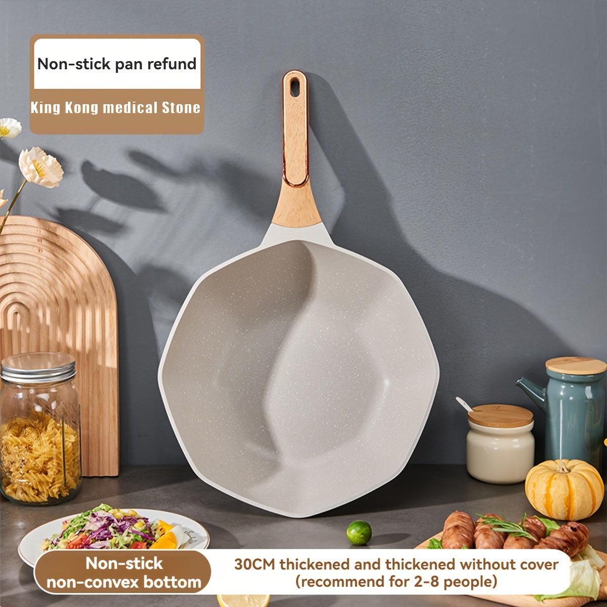 30cm Qotishma Alyuminiy Non-Stick Qovurilgan Qozon, Katta Hajmli, Mashina Yuvishga Yaroqli