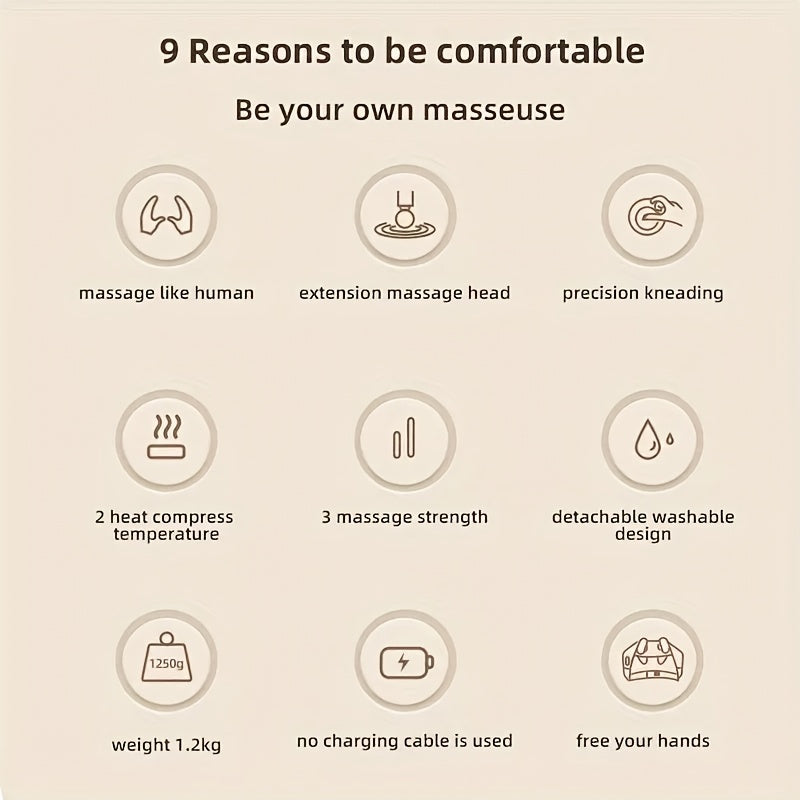 Portable Neck and Shoulder Massager with Heat Therapy Rechargeable Lithium Battery