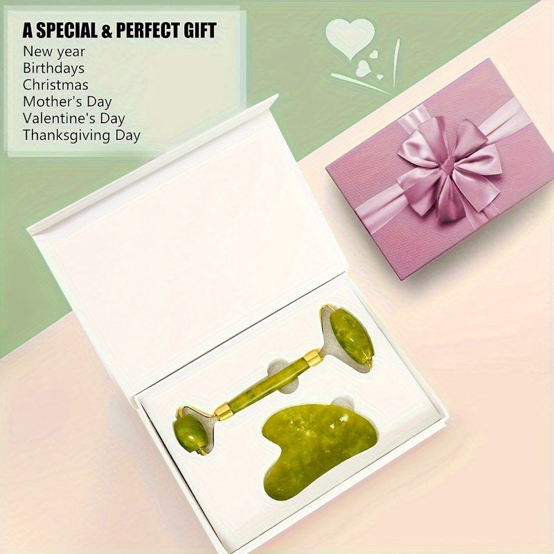 Rose Quartz Facial Roller for Face Eyes Neck Body Muscle Relaxation Skin Care