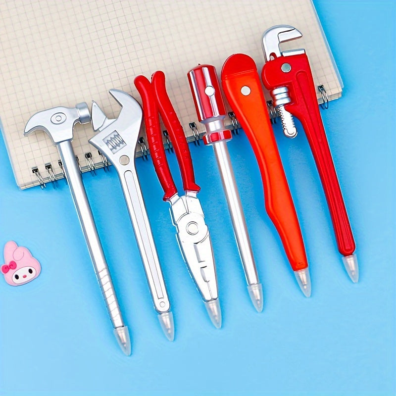 11-Piece Hardware Tool Design Ballpoint Pen Set Creative Stationery Gift Pen with Wrench Pliers Screwdriver Hammer