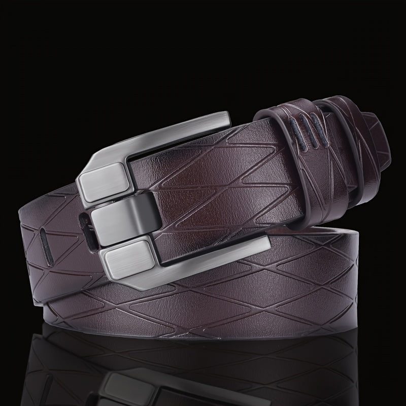 Cinturón de cuero sintético retro con hebilla de aguja para hombre, casual, de estilo coreano