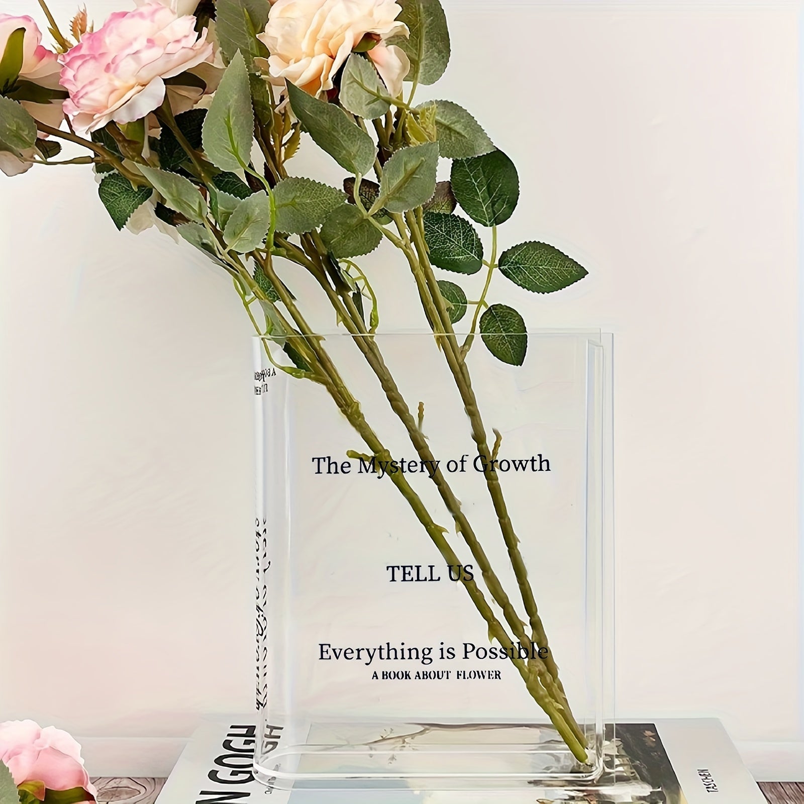 Acrylic Transparent Book Vase Decorative Holder Aesthetic Room Decor Without Flowers