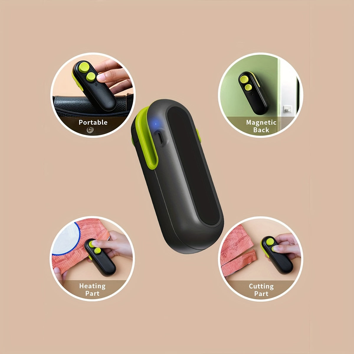 Kompakt qayta to'ldiriladigan plastmassa sumkani yopish mashinasi, ochiq sumka funksiyasi bilan