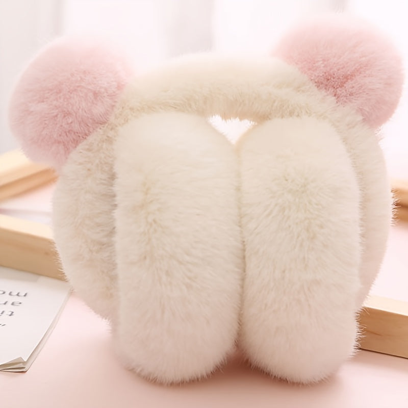 Ayollar uchun qishki ochiq havoda ishlatiladigan, qiziqarli pom-pomli, yumshoq sun'iy mo'yna quloqni isituvchi, mustahkam blok dizaynida.