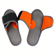 Men's Indoor Slippers Breathable Fabric Casual House Shoes Black Orange Adjustable