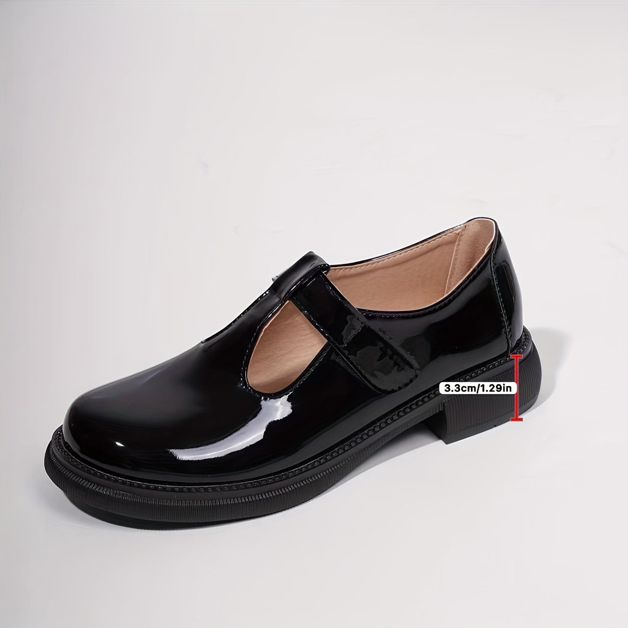 Women's Black Mary Jane Flats Leather Loafers with Round Toe and Rubber Sole