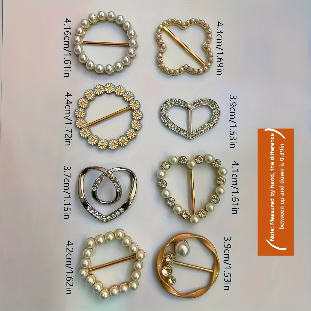 Set of 4 Faux Pearl Heart Brooches for Women Stylish Metal Pins for Coats and Sweaters