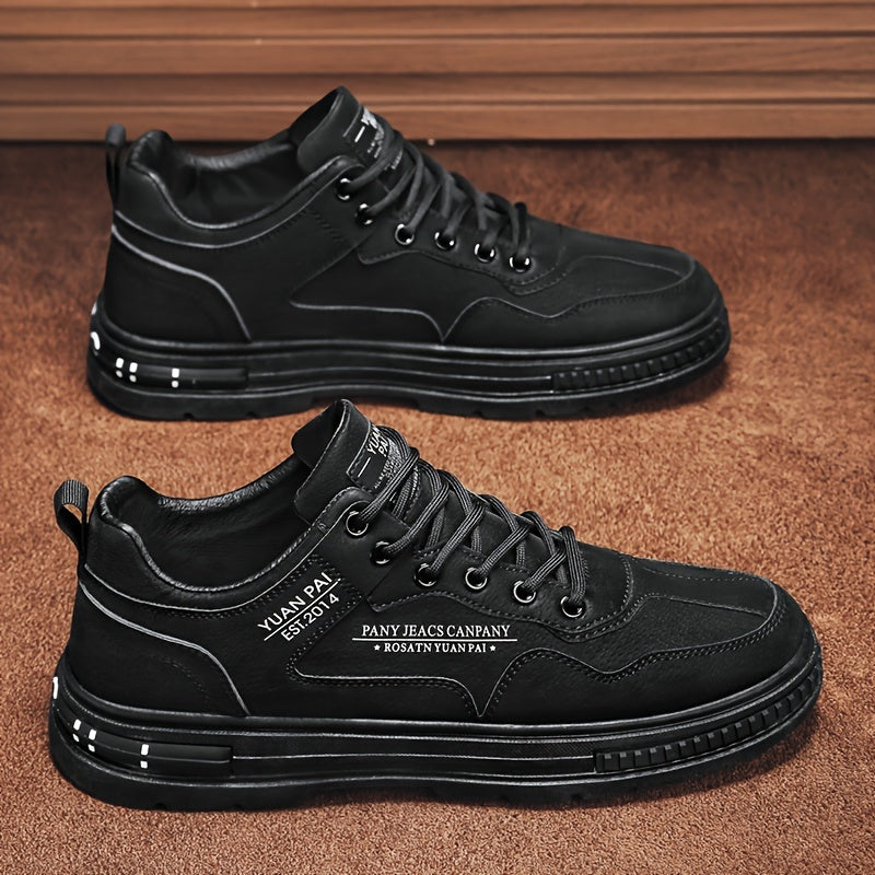 Men's Casual Skate Shoes Low Top Leather Canvas Durable Outdoor All-Season