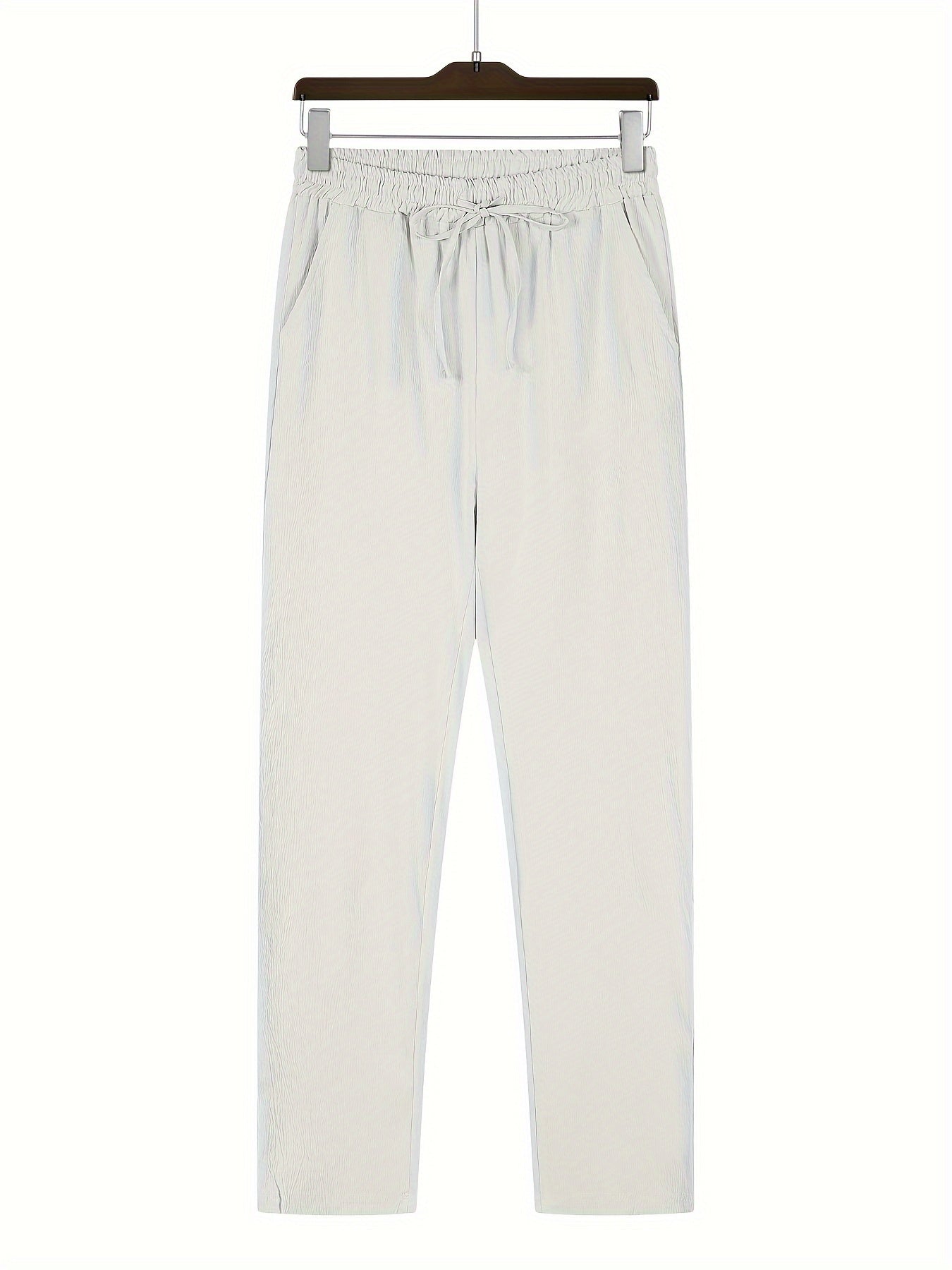 Traje de verano para hombre de poliéster con cuello en V de dos piezas, con pantalones de manga larga de color sólido