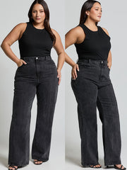Women's Plus Size Non-Stretch Jeans - Structured Leg Pants with H-Line Fit