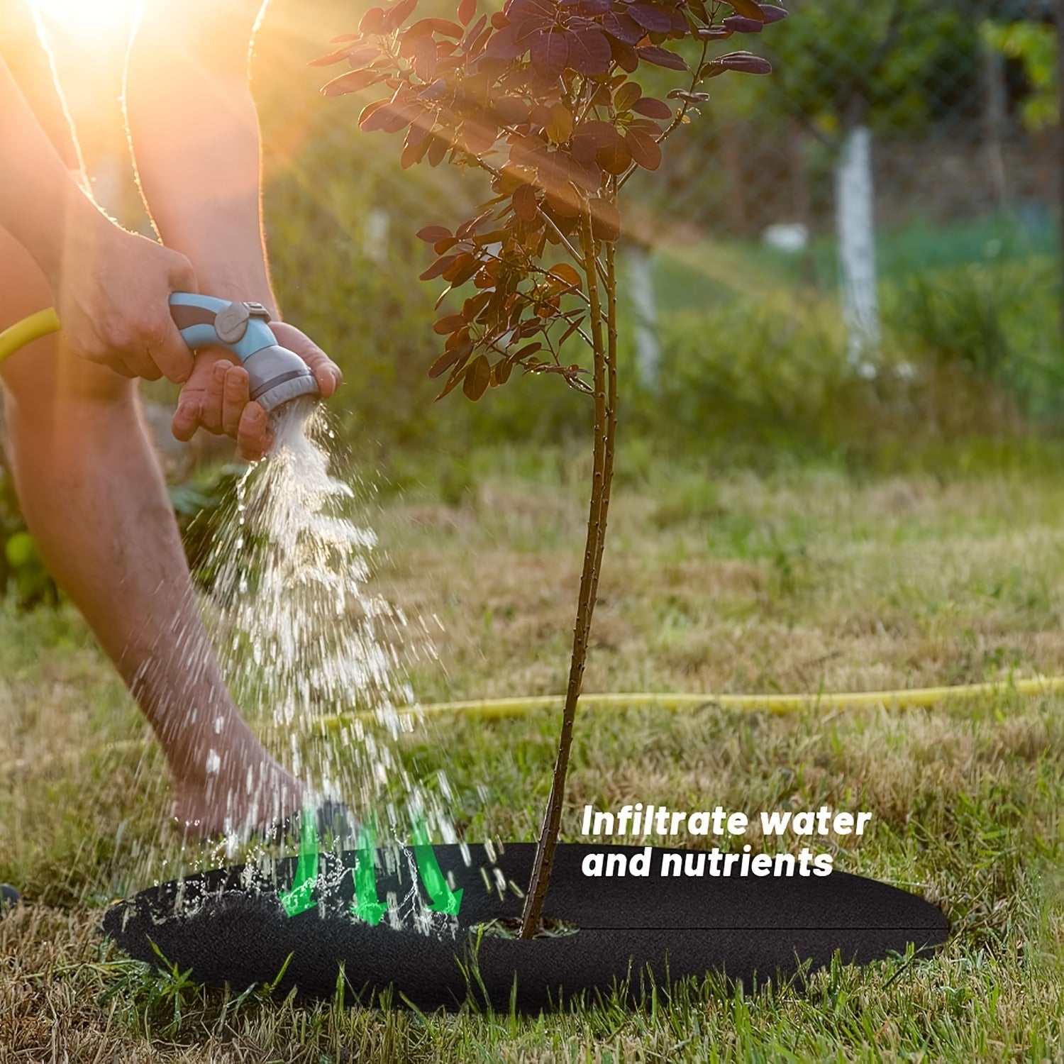 Non-Woven Tree Mulch Rings 16.5 Inch Black Weed Barrier Protect Trees Set of 7