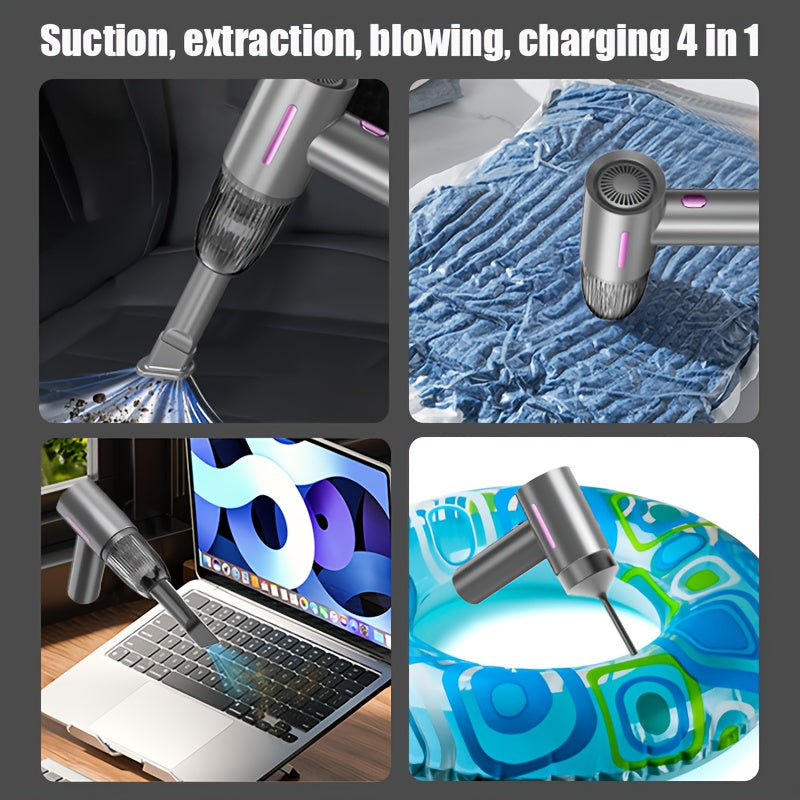 Qo'lga olinadigan changyutgich, 14KPa yuqori so'rish kuchi, USB orqali zaryadlanadigan, 4000mAh litiy batareya, 65dB jim ishlash. Avtomobil, uy, ofis, chang va uy hayvonlari sochlarini olib tashlash uchun ideal. O'z ichiga oladi