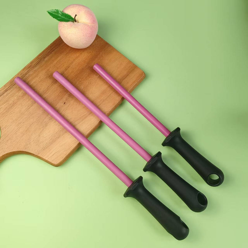 Ceramic knife sharpener with steel rod for quick efficient kitchen sharpening