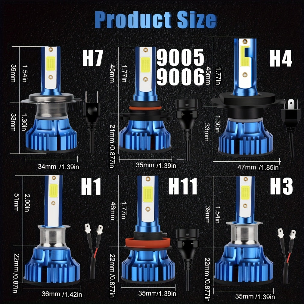 2 piezas de bombillas LED para faros de coche 72W 6500K blanco, alta potencia H4 H7 H11