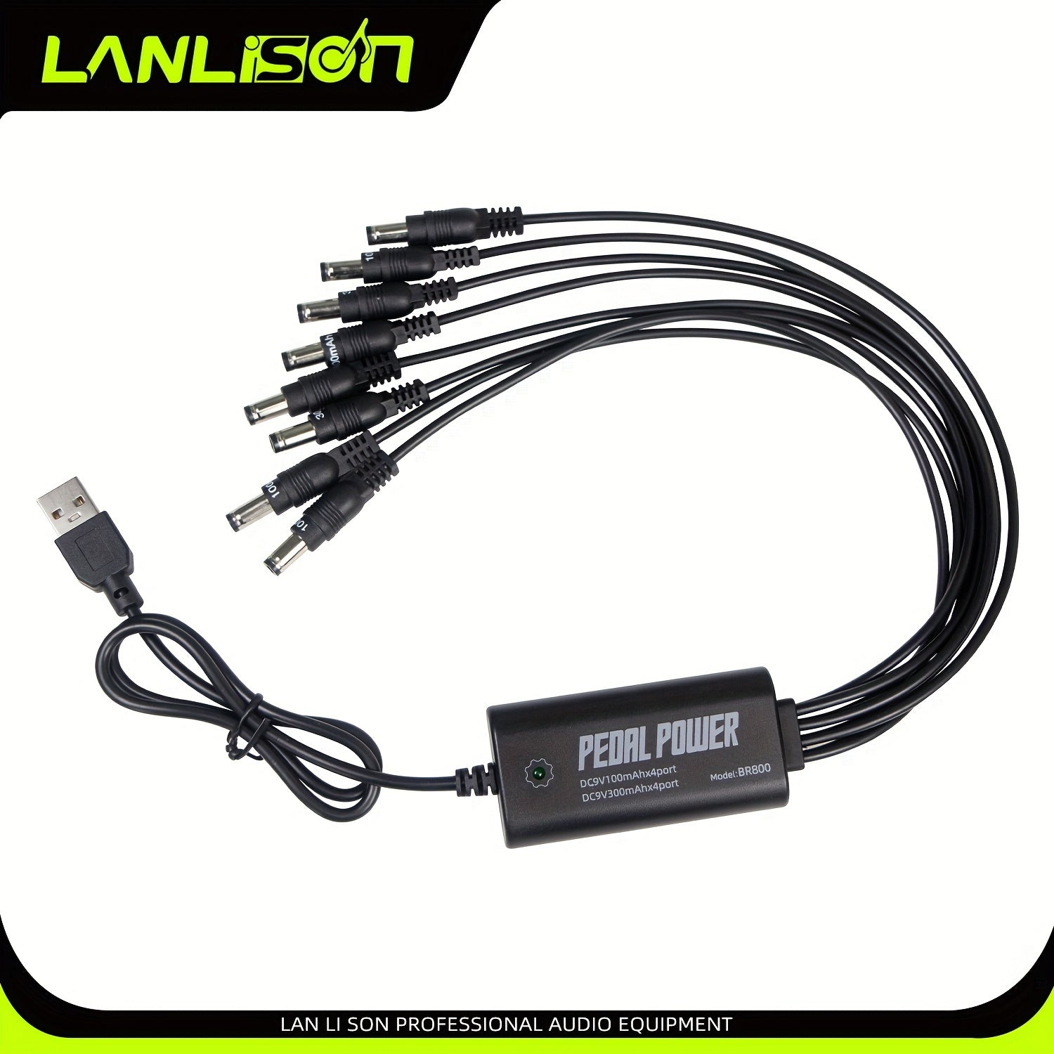 Guitar Pedal Power Supply 8-Port Isolated DC with USB Charging Adapter