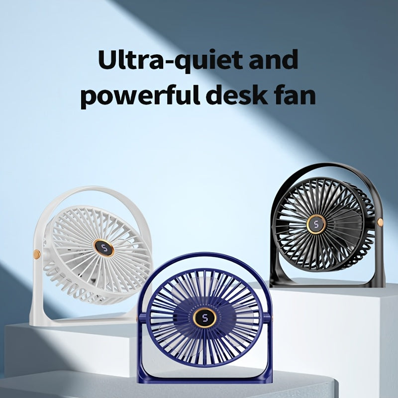 Compact USB Rechargeable Table Fan with Clip-On, Quiet 5W Personal Fan
