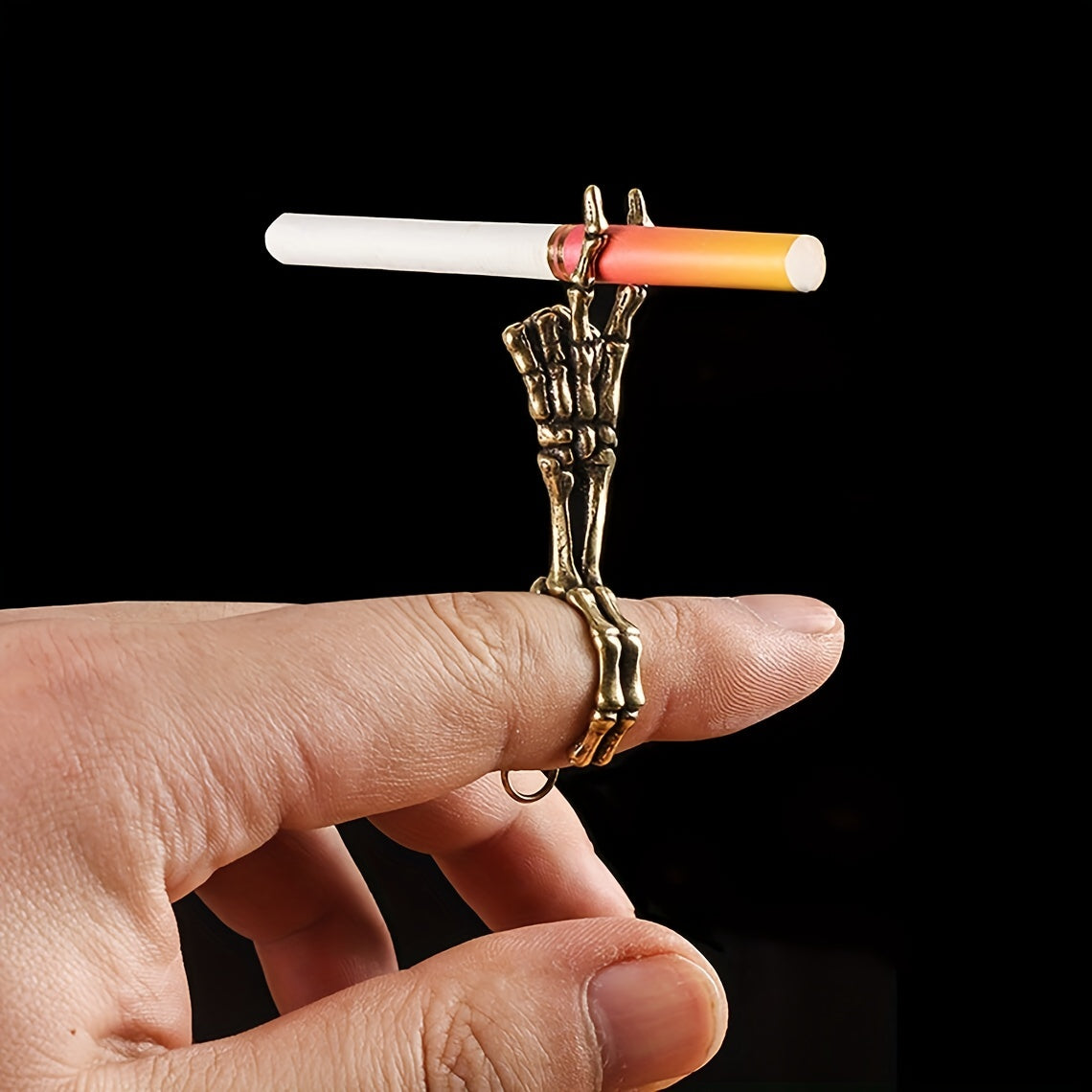 Unisex Vintage Golden Cigarette Holder Ring Adjustable Smoke Accessory