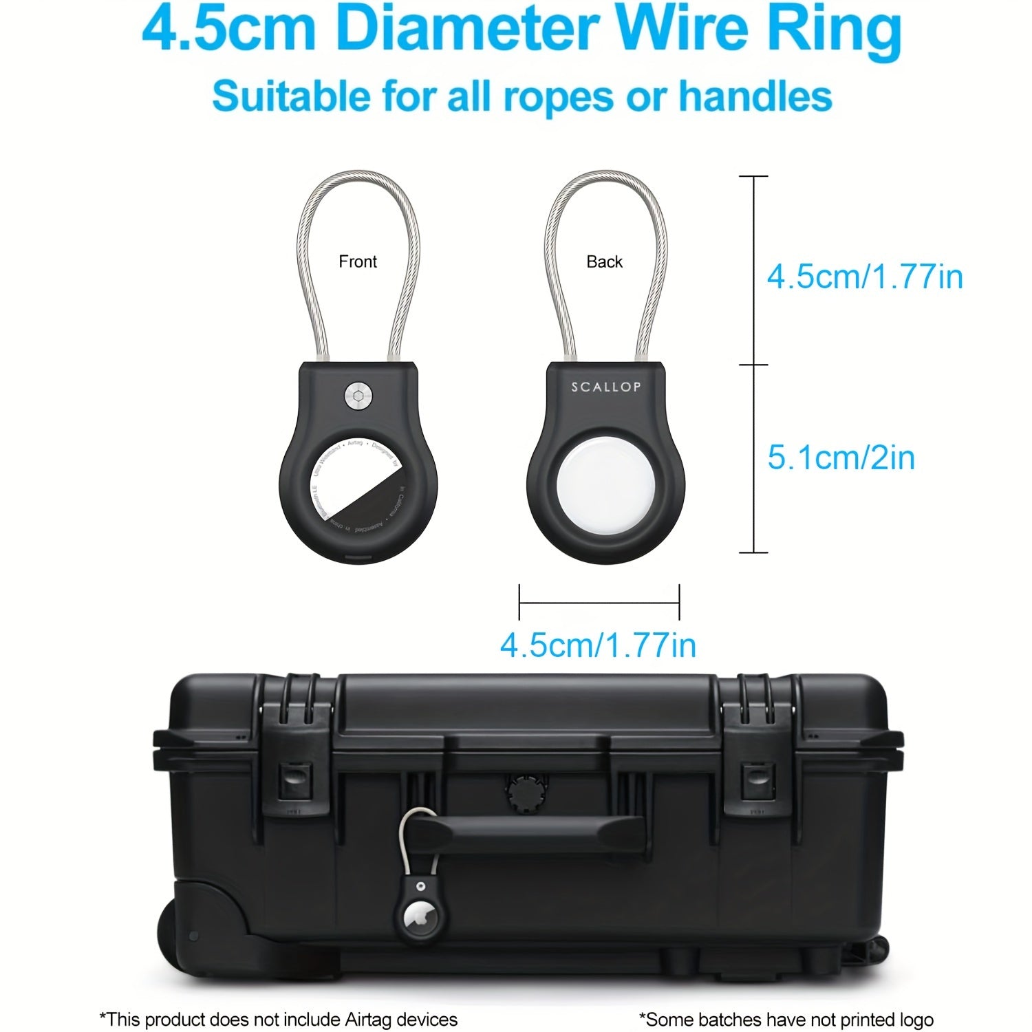 Durable Hard Plastic AirTag Keychain Holder with Lock Case for Luggage