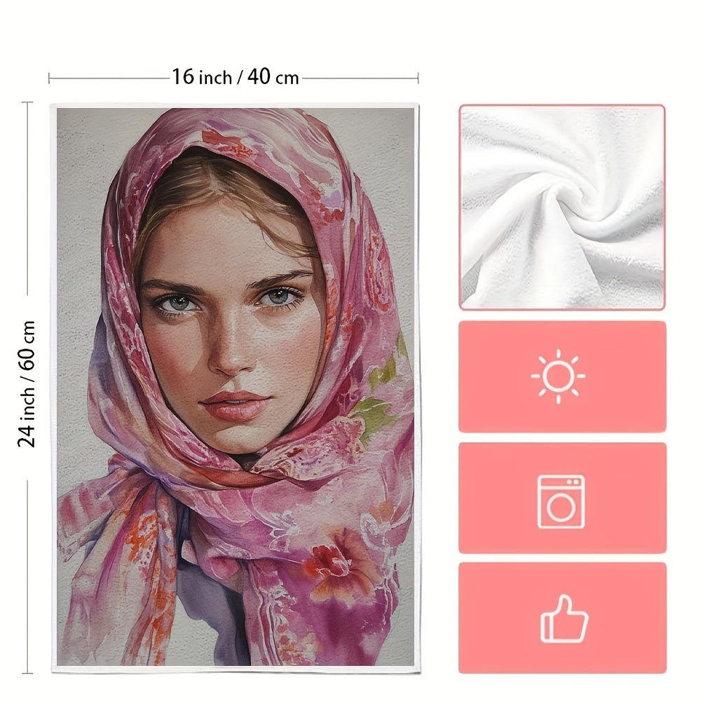 Two-Piece Floral Kitchen Towels Ultra-Soft Absorbent 40x60cm Holiday Decor