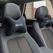 Car Seat Neck Pillow Cover Plush Adjustable Headrest Support Black Universal Fit