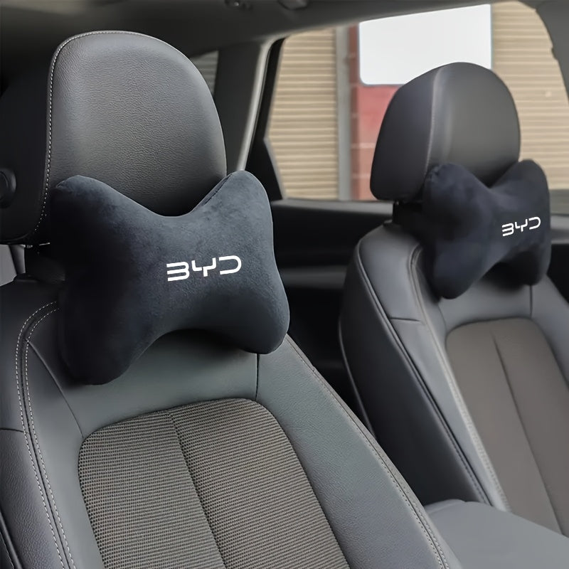 Car Seat Neck Pillow Cover Plush Adjustable Headrest Support Black Universal Fit