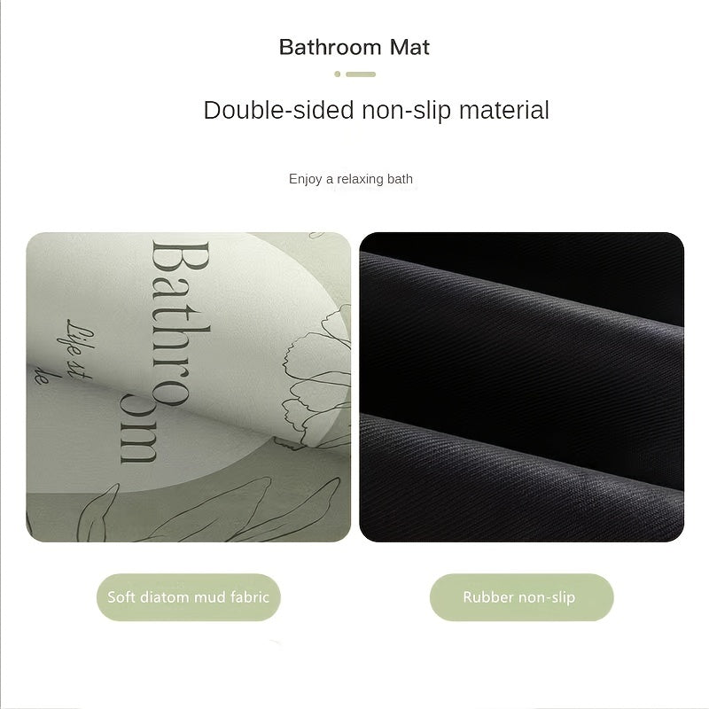 Fast-Drying Diatomaceous Earth Bath Mat Anti-Slip Microfiber Rectangle Rug