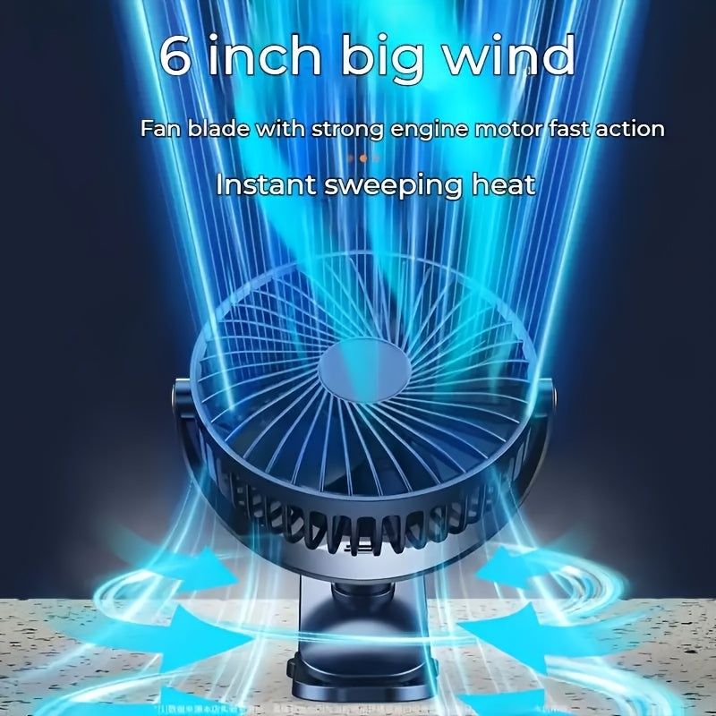 JKUOO Ultra-Quiet USB Qayta to'ldiriladigan shamol bilan kuchli havo oqimi, 5 tezlik, 720° aylanish dizayni – Uy, ofis, sayohat va ochiq havoda foydalanish uchun portativ sovutish klipli shamol, oq, stolga o'rnatiladigan