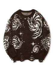 Men's Knit Sweater with Starry Graphic Print Plus Size Casual Pullover