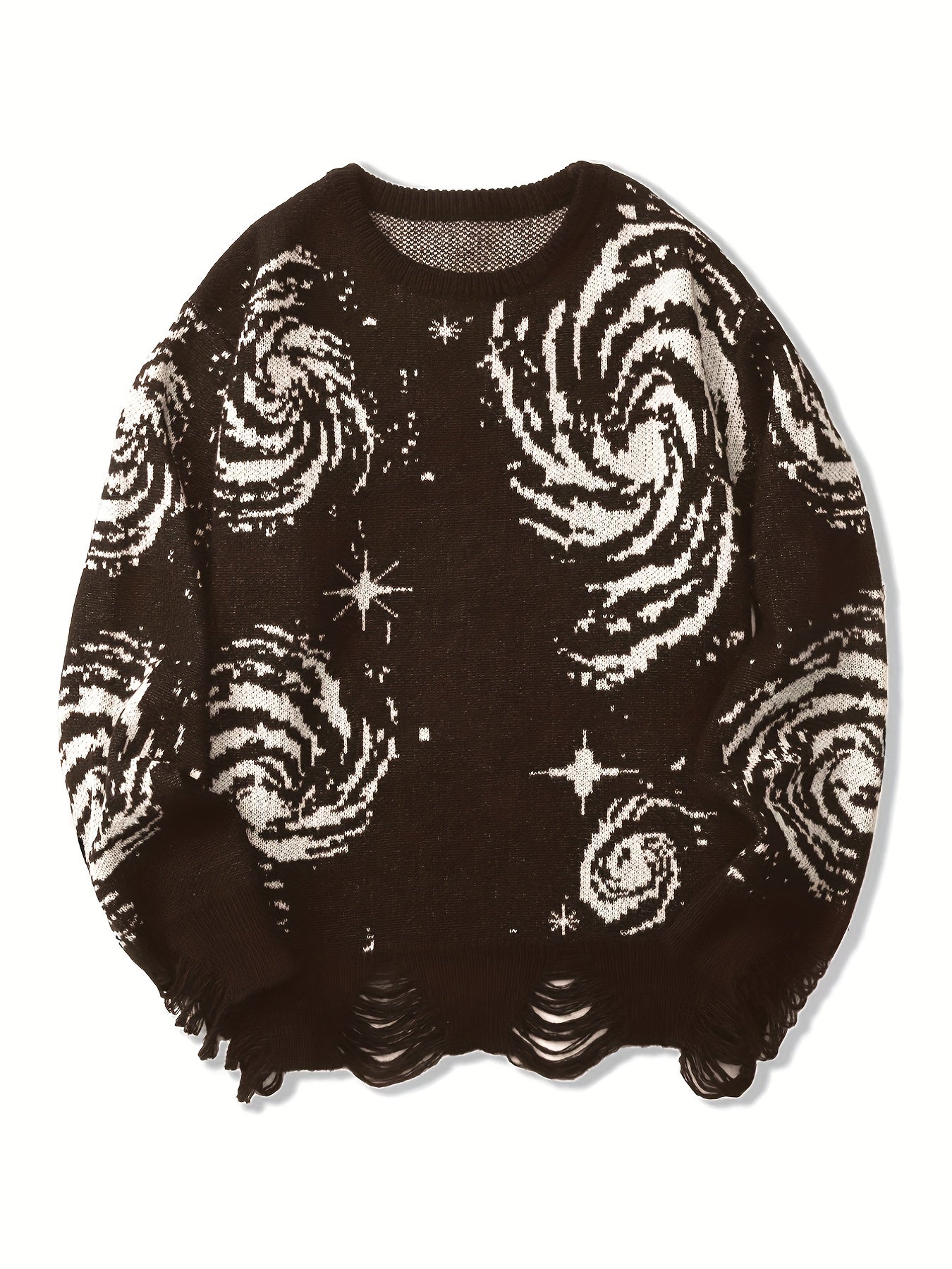 Men's Knit Sweater with Starry Graphic Print Plus Size Casual Pullover