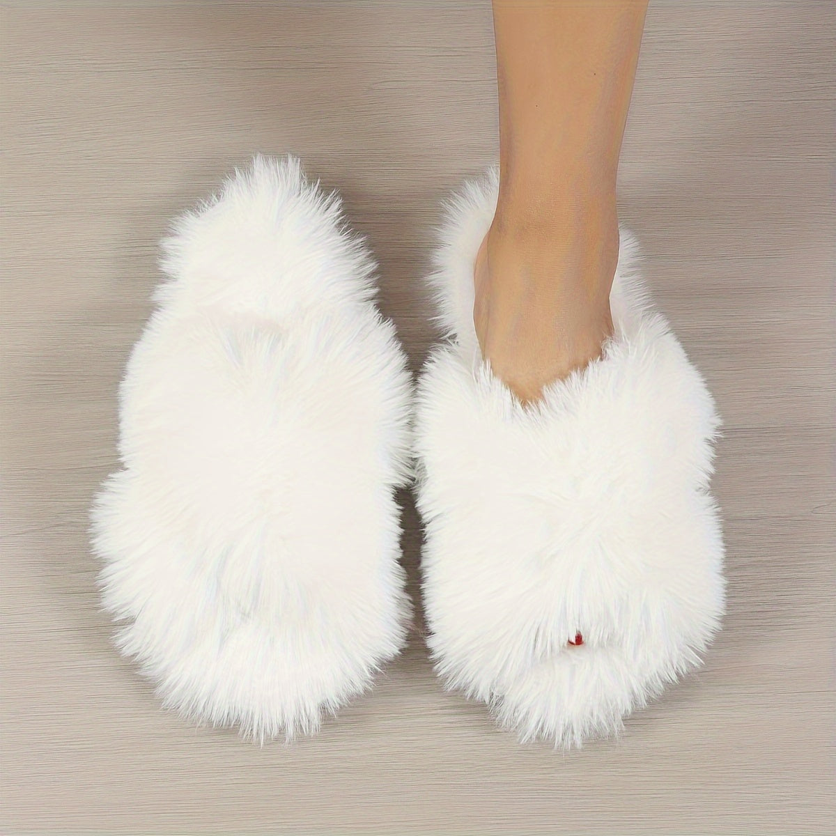 Zapatillas de felpa para mujer con tiras cruzadas, cálidas y cómodas para interior, ideales para otoño e invierno