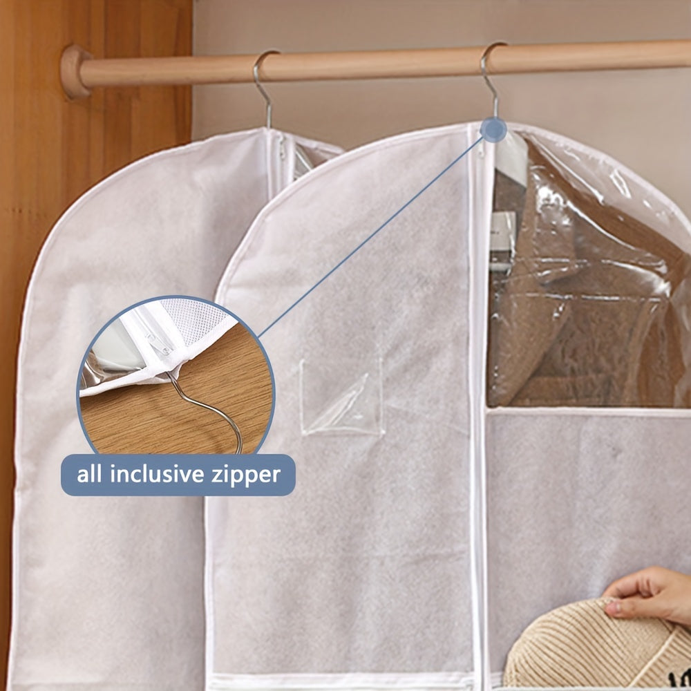 Funda de traje plegable blanca con múltiples bolsillos, bolsa de ropa a prueba de polvo para viajes y almacenamiento