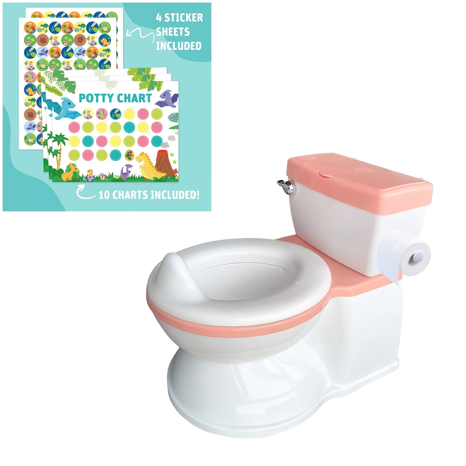 Kids Potty Training Seat Dinosaur Theme with Training Chart and Stickers