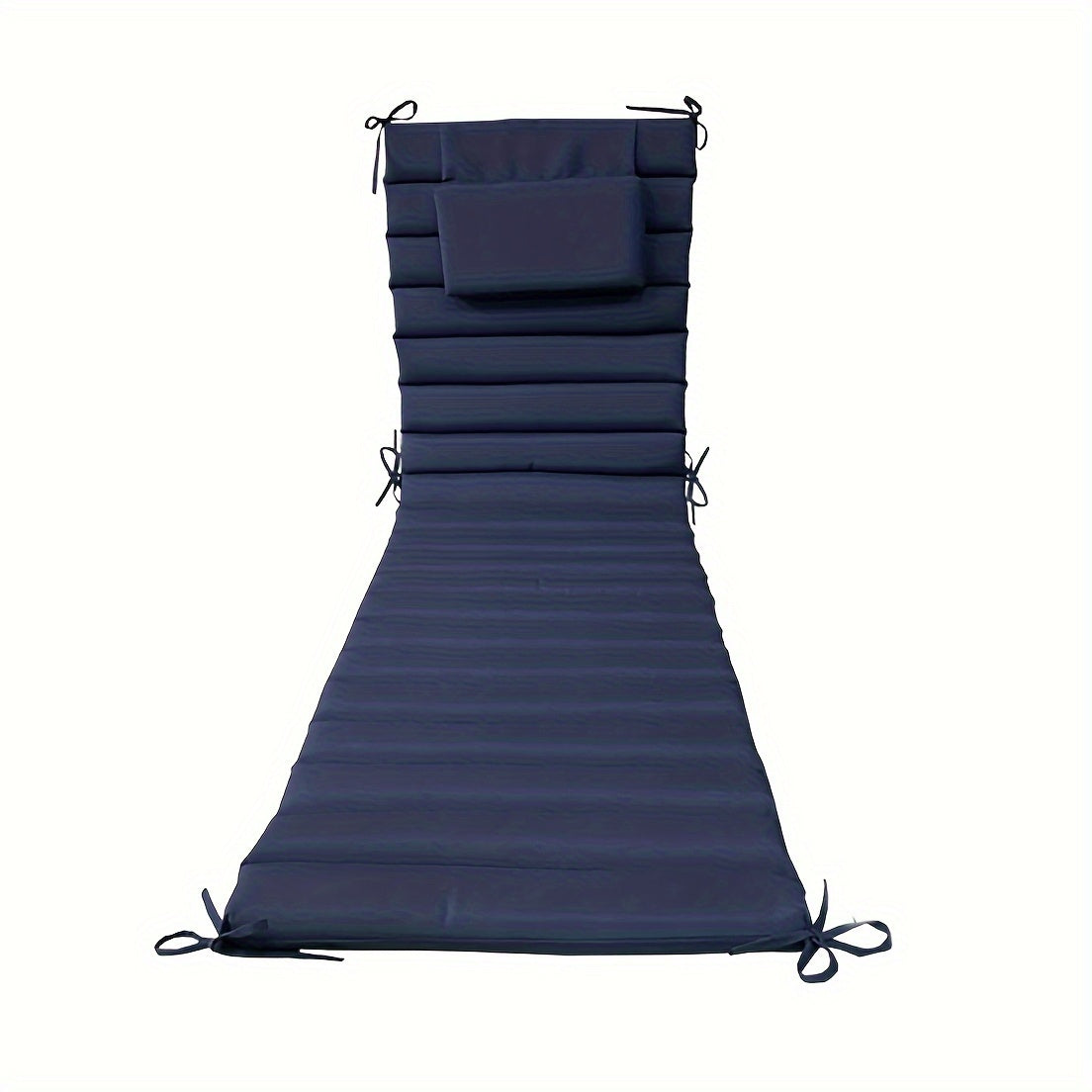 Outdoor Lounge Cushion Dark Blue 182.88cm x 53.34cm with Headrest and Straps for Patio Pool Chairs