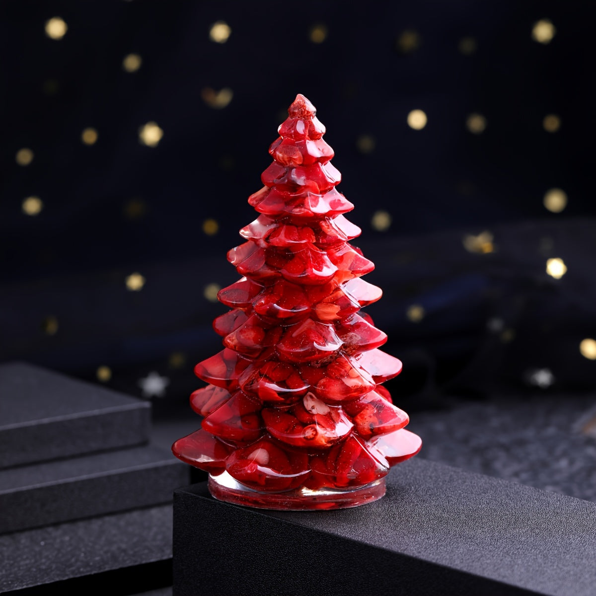 Resin Artificial Gemstone Christmas Tree Ornament for Holiday Decor and Gifts