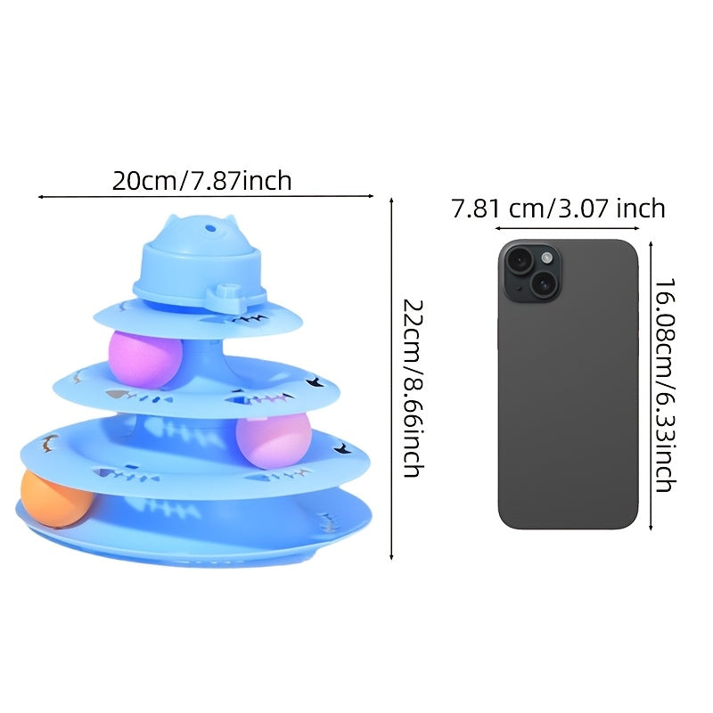 Interactive Cat Toy Tower with Rotating Tracks Multi-Level Plastic Durable Non-Battery