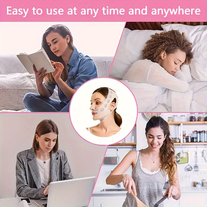 Venda facial reutilizable y transpirable para levantamiento y adelgazamiento de la barbilla en rosa