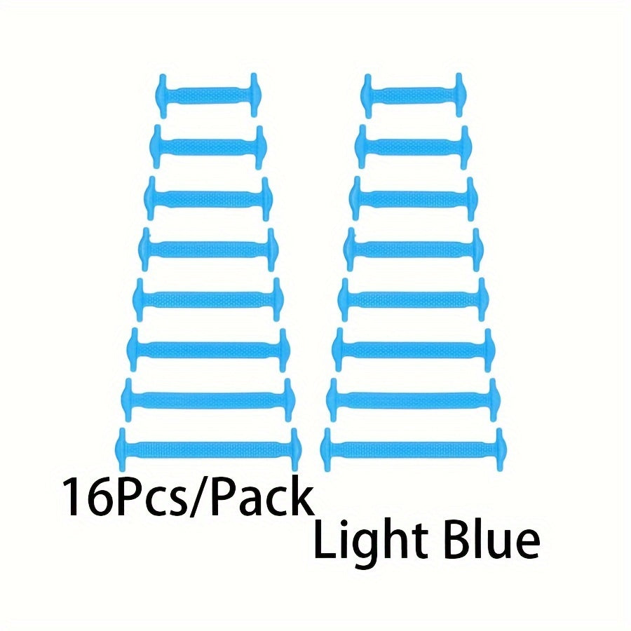 16 Pcs Silicone Elastic No-Tie Shoelaces Waterproof Stain-Resistant for Sneakers