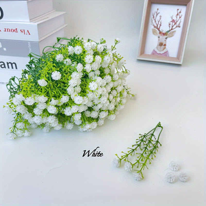 Flores artificiales 50 flores de gypsophila de plástico para decoración, simulando rosas hechas a mano