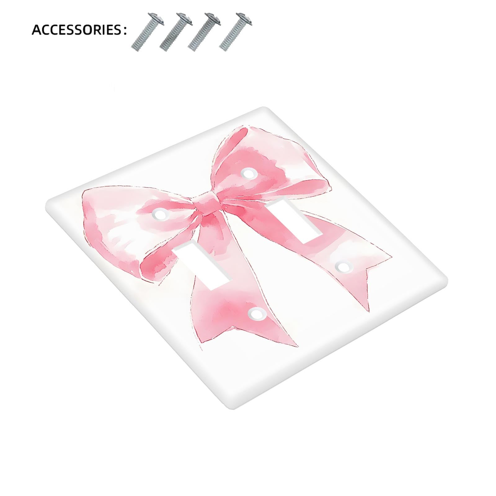 Pink Art Deco Wall Plate with Bow Design Reusable PC Material Decorative Outlet Cover for Bedroom Kitchen
