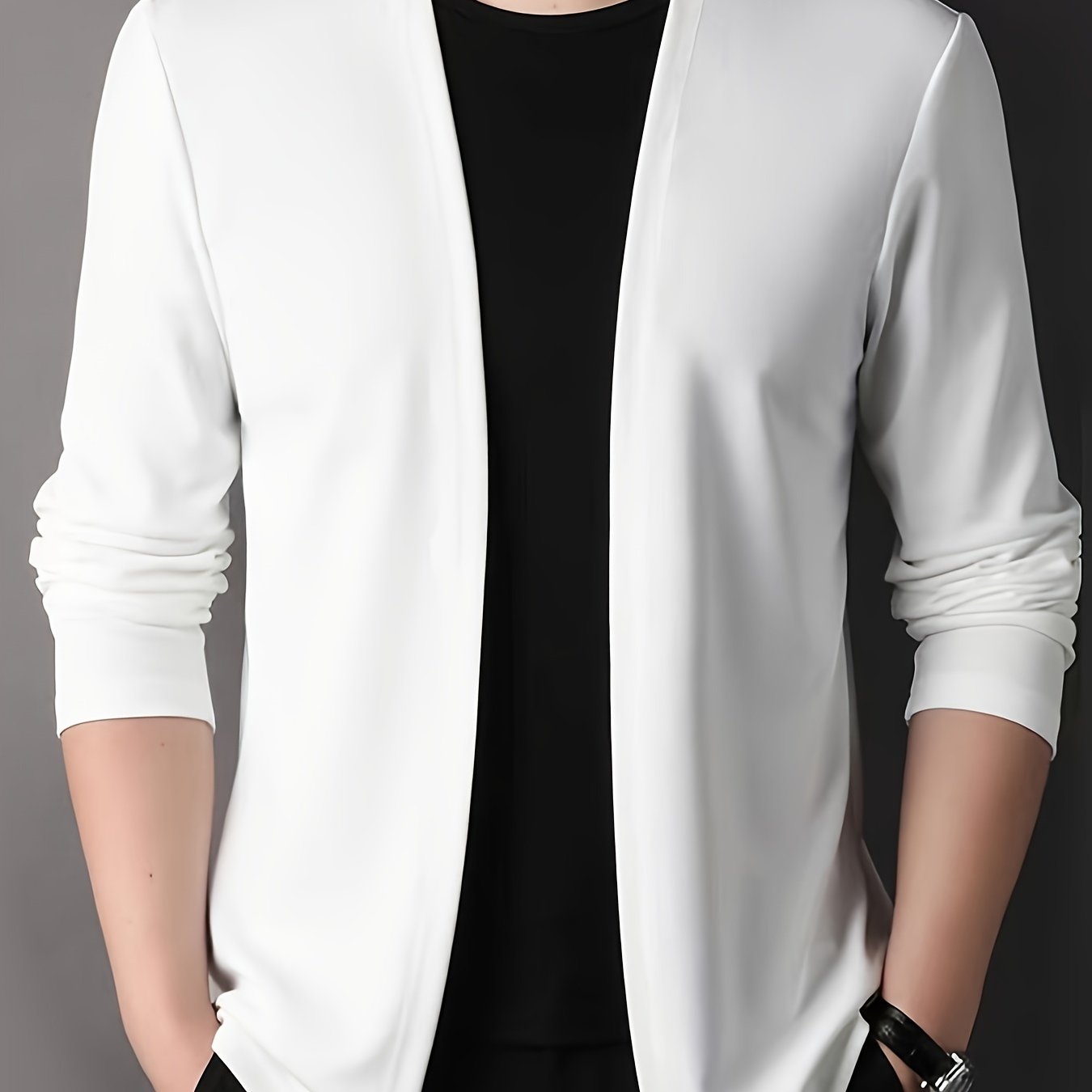 Men's Knit Cardigan Solid Color Slim Fit Spring Casual Polyester