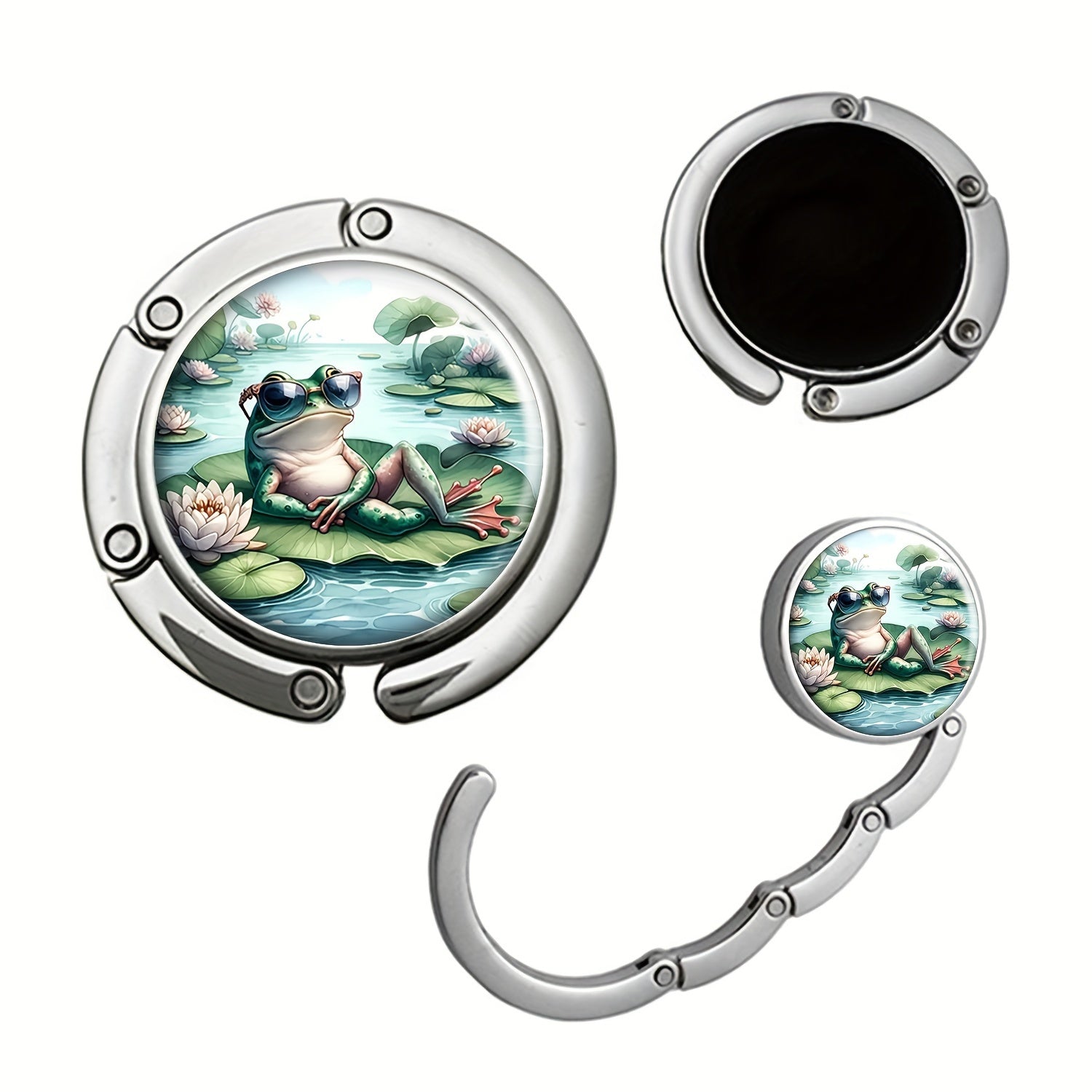 Foldable Handbag Storage Table Hook for Travel and Decor, Frog Purse Hanger