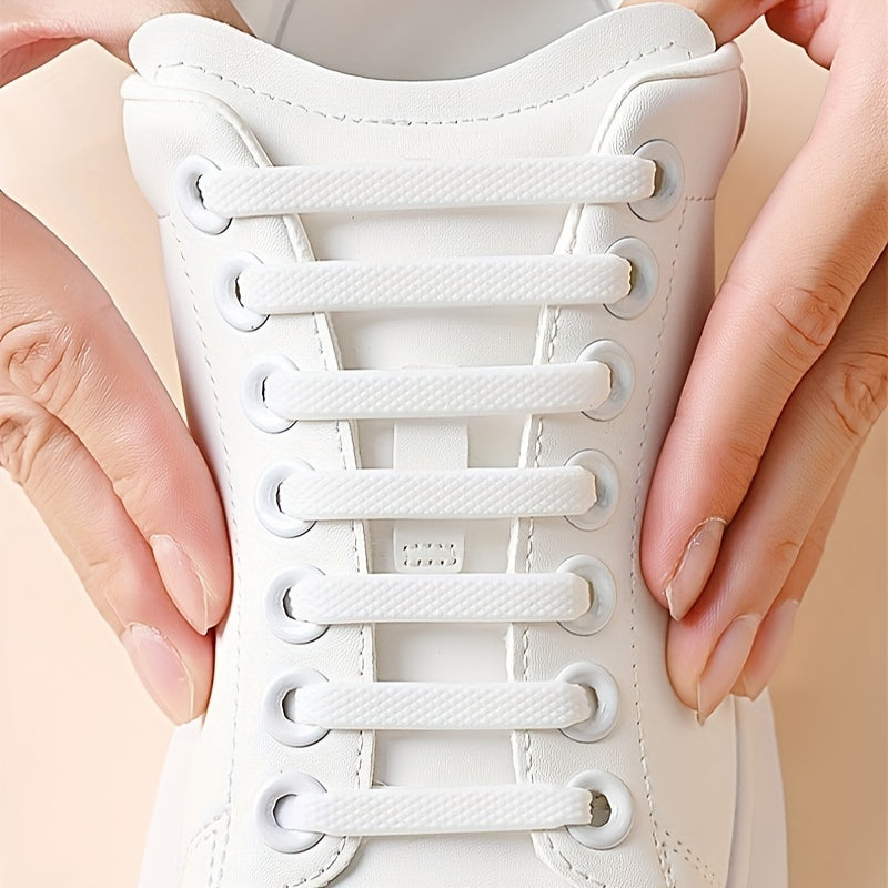 16 Pcs Silicone Elastic No-Tie Shoelaces Waterproof Stain-Resistant for Sneakers