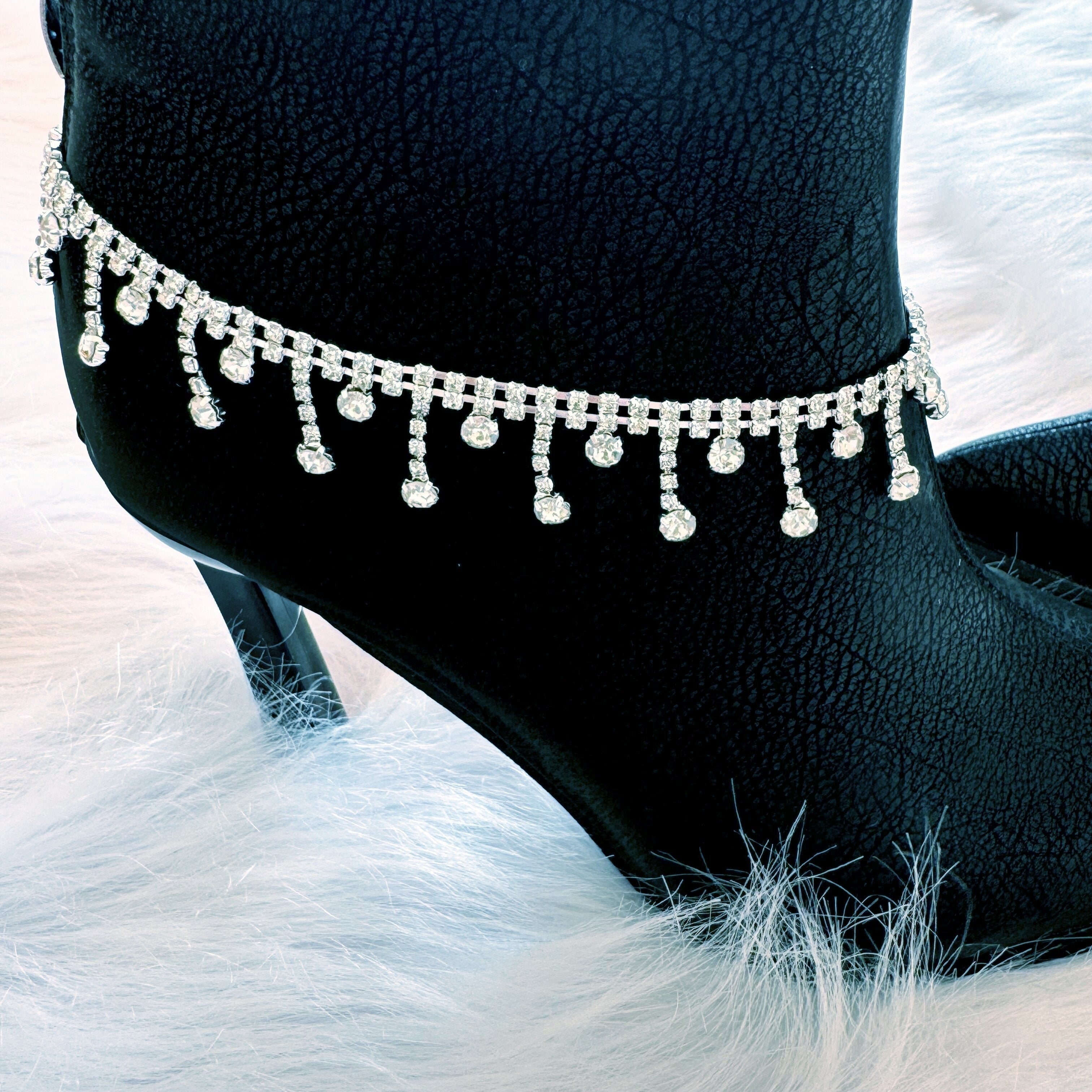 Women's Rhinestone Shoe Chain Shiny Boot Ornament 1/2 Pcs